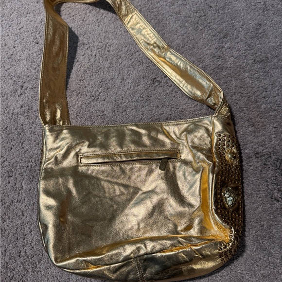 Handbags - Gold Shining Leather with Silver metal Studs Handbag vintage y2k lion